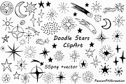 Doodle Stars Clipart, a Decorative Illustration by PassionPNGcreation (Thumbnail 1 of 3)