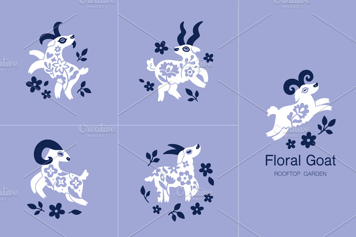 Folk Art Goats, an Animal Illustration by PenguinHouse (Photo 2 of 9)