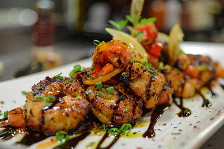 A white plate filled with shrimp and, a Photo by Iftikhar Alam
