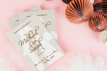 Art vintage wedding invitation