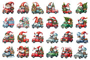 Watercolor Christmas Gnome And Truck, an Illustration by SinaCreation (Thumbnail 2 of 7)