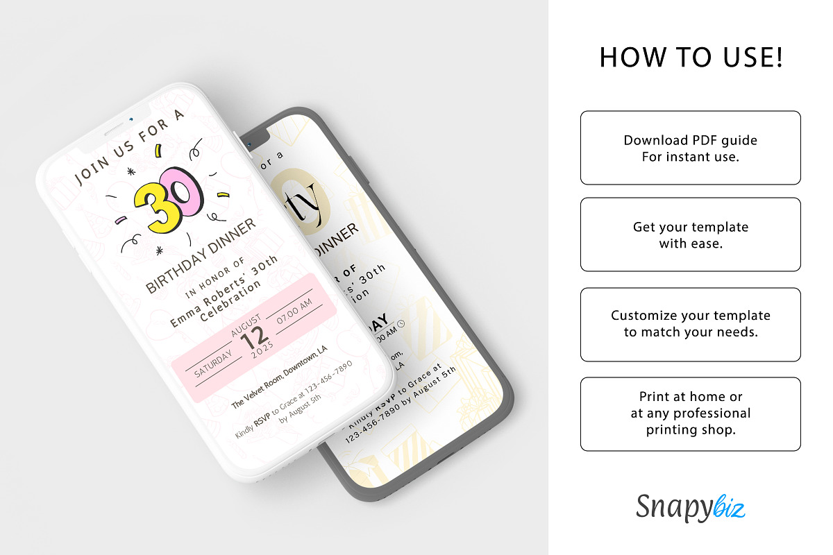 Birthday Dinner Invitation Canva PDF, an Invitation Template by Snapybiz (Photo 3 of 12)