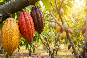 Cocoa colorful fruit on a tree, a Food & Drink Photo by Volff