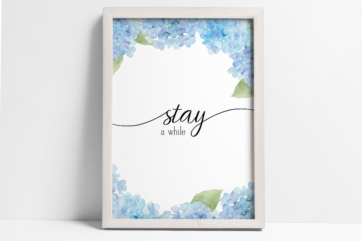 Blue Hydrangea Watercolor florals, an Illustration by DailyMiracleDigitals,LLC (Photo 7 of 11)