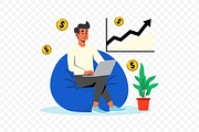 Remote Work Financial Growth Vector, a Work Illustration by Partikusi Design (Thumbnail 2 of 3)