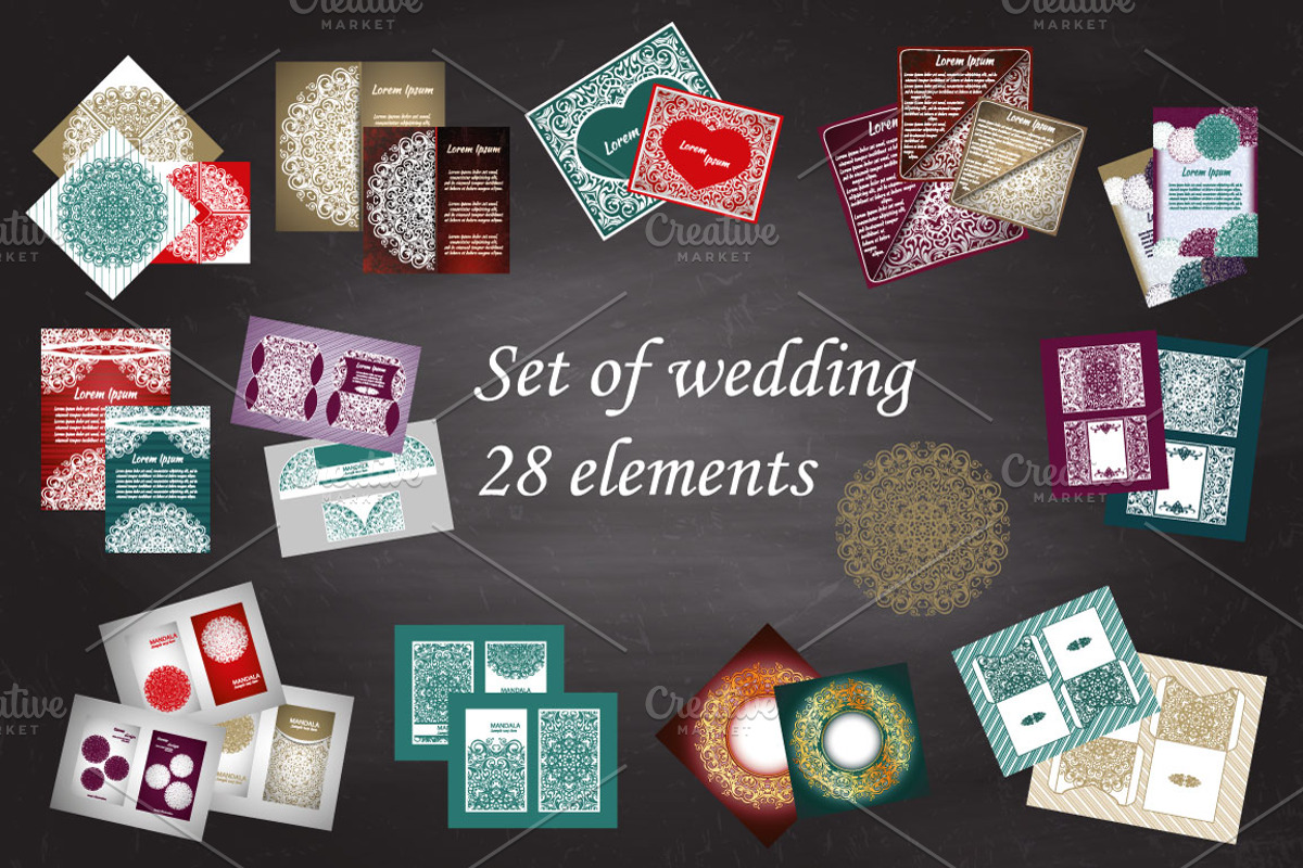 Set of wedding 28 elements, an Invitation Template by BEZIL-ART (Photo 1 of 15)