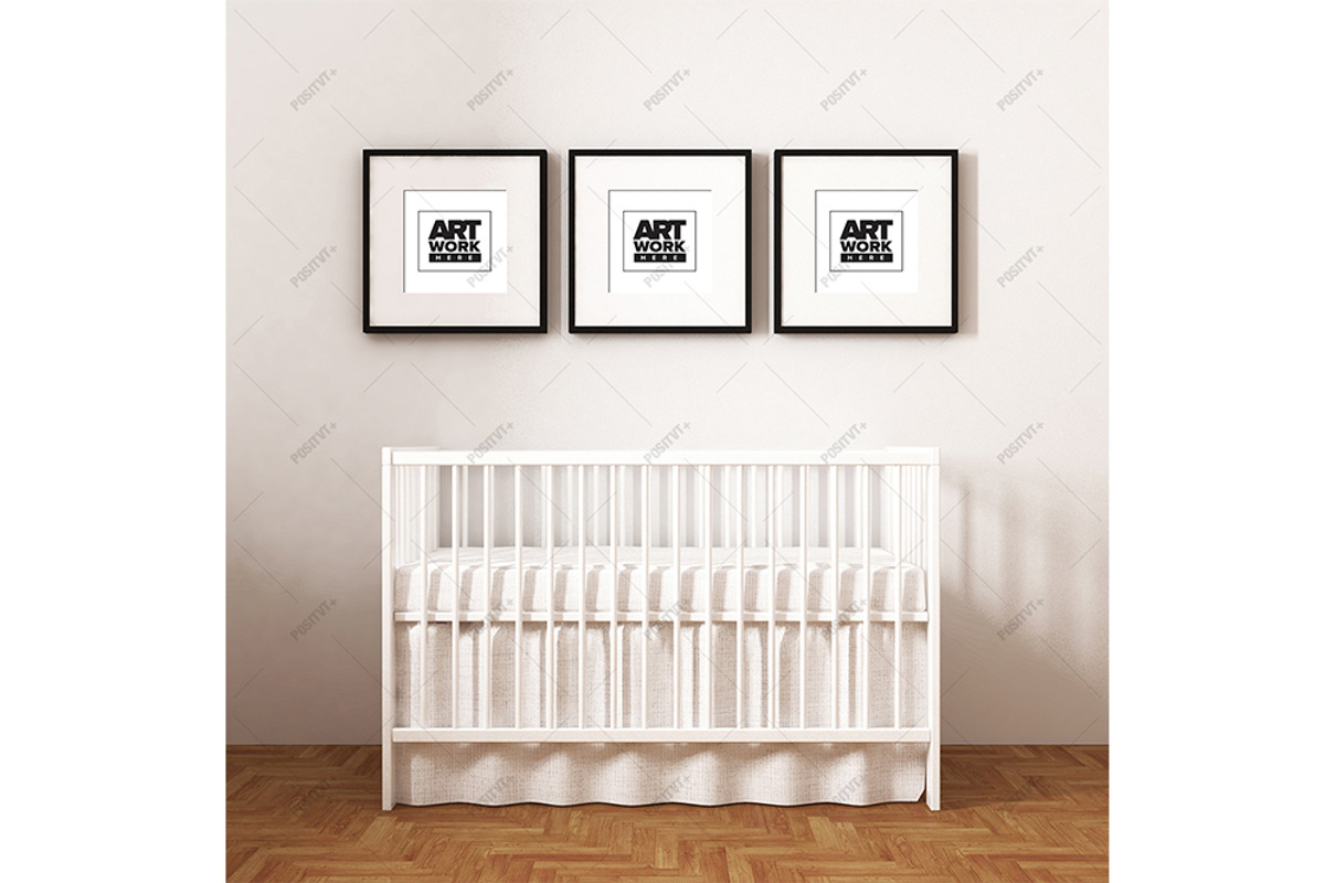 Nursery Mockup 3 Panel Square, a Print Template by positvtplus
