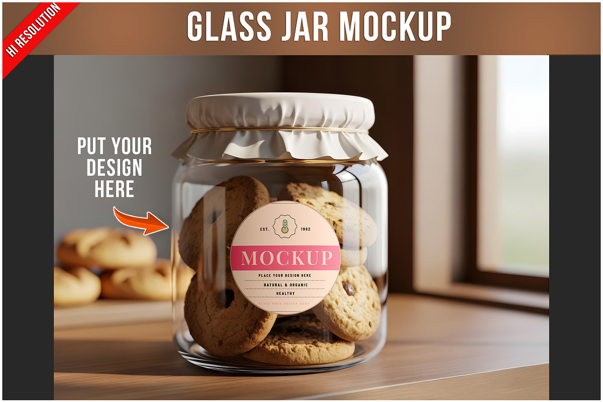 Bakery Sticker On Glass Jar Mock PSD, a Product Mockup by Bruno's Shop (Photo 1 of 4)
