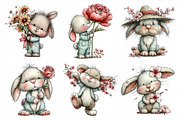 Bunny and Flowers Clipart Png, an Illustration by Daily.Designs (Thumbnail 7 of 7)