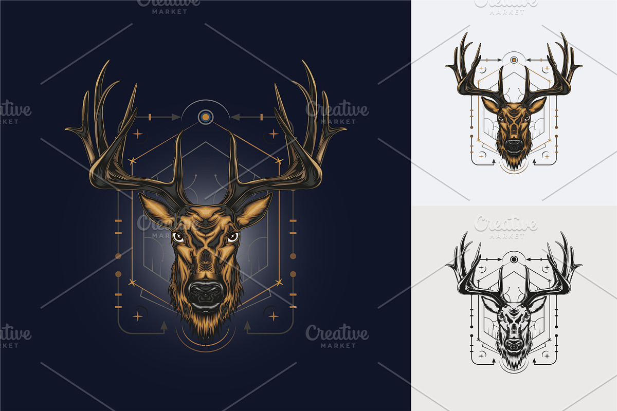 Vector Deer head, a Print Template by agora