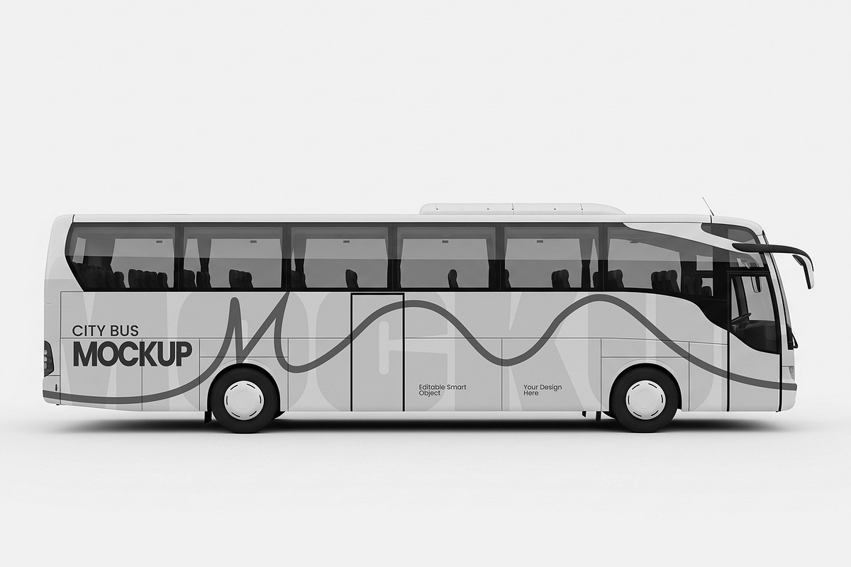 City Coach Bus Mockup with Vehicle, a Product Mockup by graphypix (Photo 3 of 4)