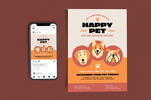 Happy Pet Grooming, a Flyer Template by Me55enjah Design