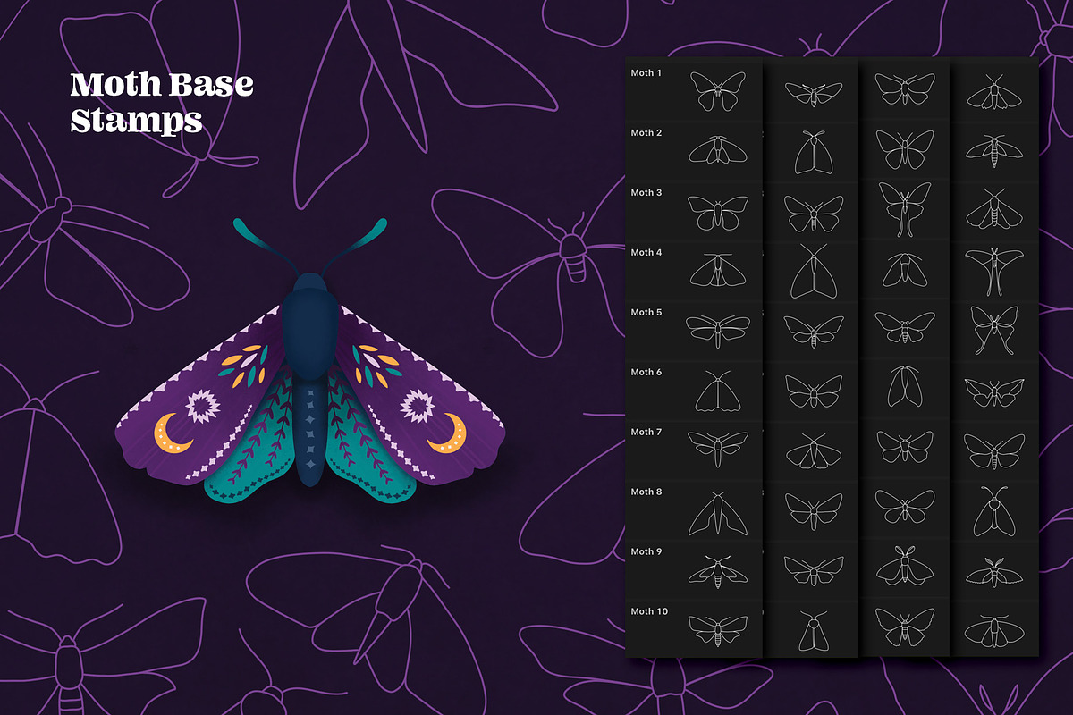 Moth Creator for Procreate, a Brush Add-On by Pencil Twist (Photo 3 of 11)