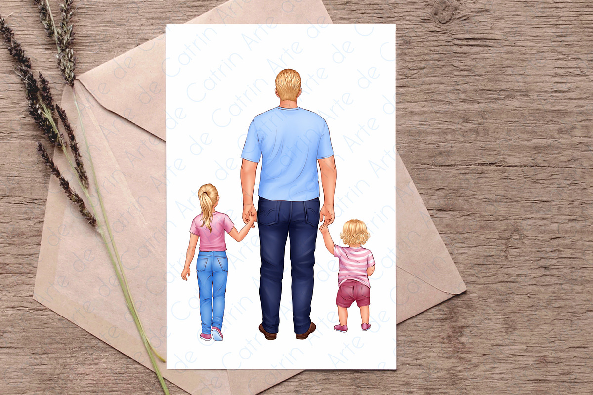 Best Daddy Clipart, Dad and Children, a Person Illustration by ArtedeCatrin (Photo 7 of 11)