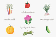 Watercolor vegetable clipart set, a Decorative Illustration by Patishop Art (Thumbnail 3 of 8)