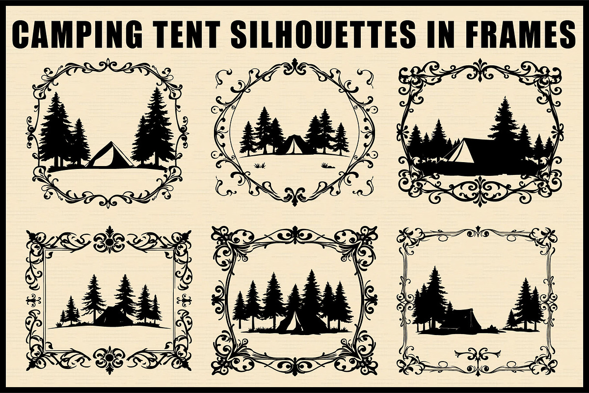 Framed Camping Tent Forest Vector, a Graphic by Creativeshirt