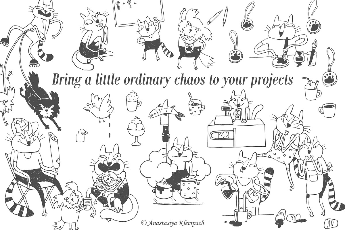 Hand-Drawn Cat Doodle Bundle, an Education Illustration by Anastasiya Klempach (Photo 7 of 10)