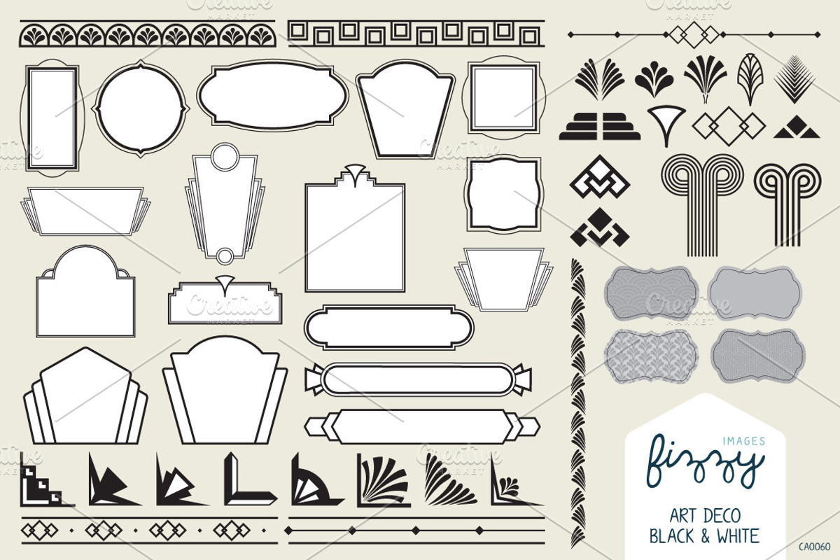 50x Art Deco Vector Elements, an Illustration by Fizzy Images