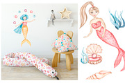 Watercolor Mermaid Collection, an Animal Illustration by MayaNavits (Thumbnail 6 of 15)