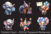 Elephant Birthday Watercolor Clipart, an Illustration by RobertsArt (Thumbnail 4 of 8)
