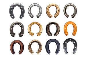 Cartoon horseshoes icons. Isolated, an Object Illustration by Valerie Bodnar