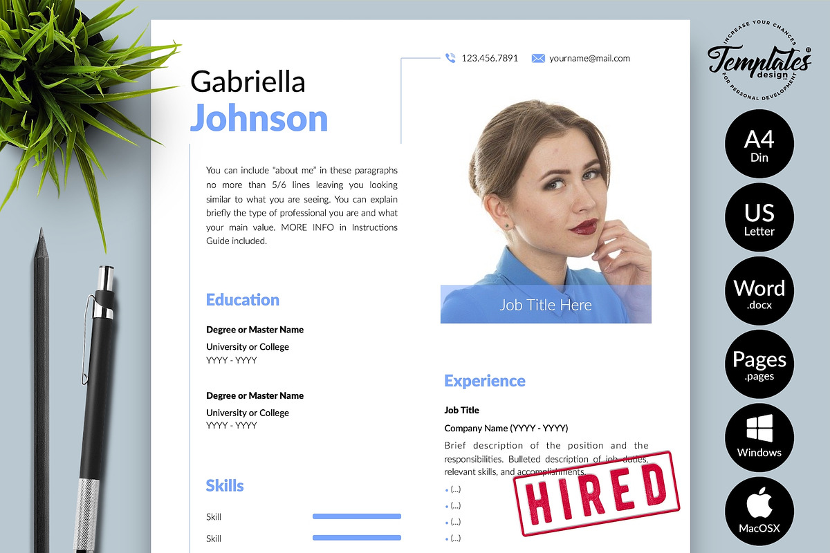 Creative Resume / CV - Gabriella, a Resume Template by Templates Design Co. (Photo 1 of 17)