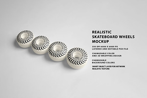 Realistic Skateboard Wheels Mockup