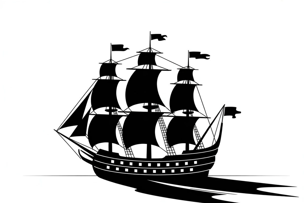 Sailing Ship Silhouette Vector, an Illustration by Amazin_art (Photo 5 of 9)