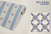 Pattern set Blue and Beige aesthetic, a Pattern Graphic by L- design studio (Thumbnail 5 of 6)