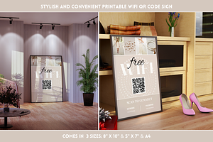 Elegant Neutral WiFi QR Code Sign