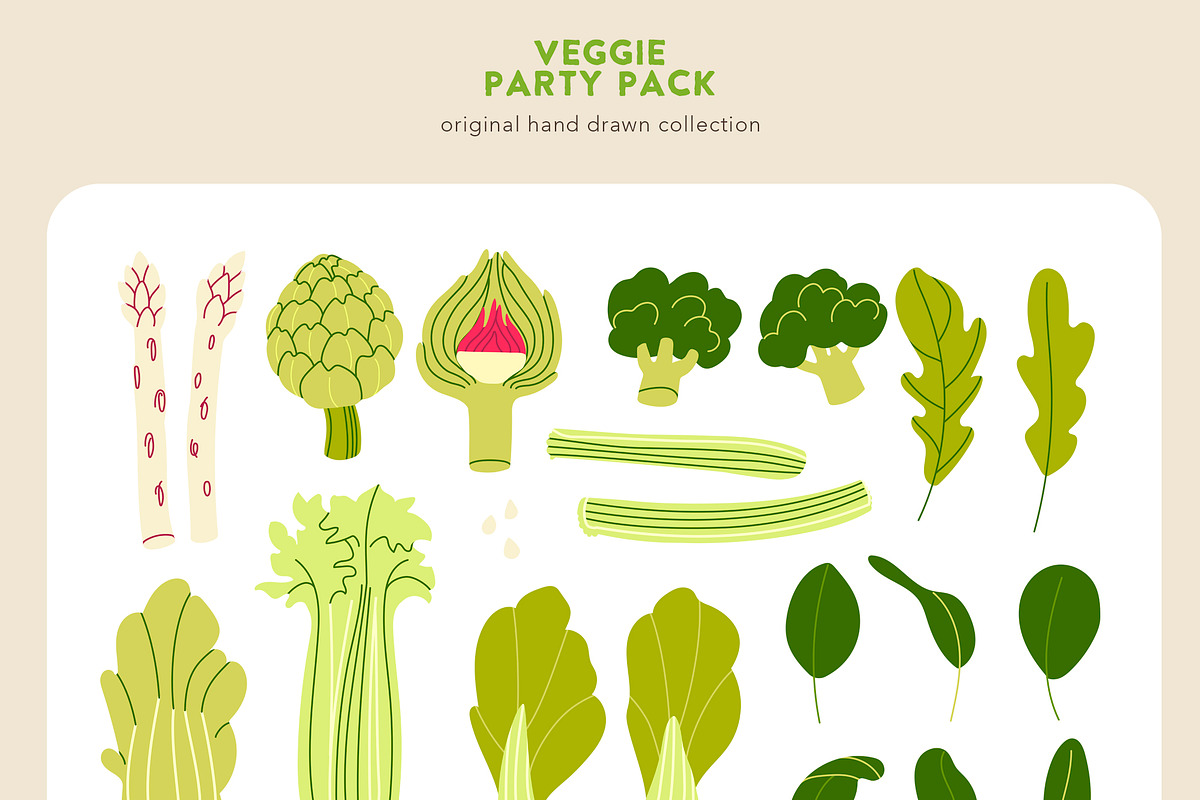 Veggie Party Pack, a Food Illustration by Volha Studio (Photo 4 of 10)
