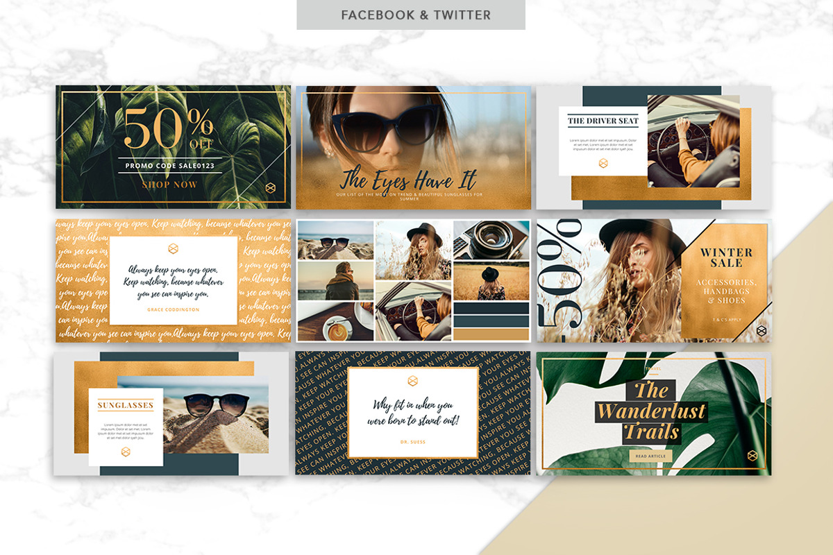 CANVA & PPT | Golden Social Media, a Social Media Template by Marigold Studios (Photo 5 of 12)