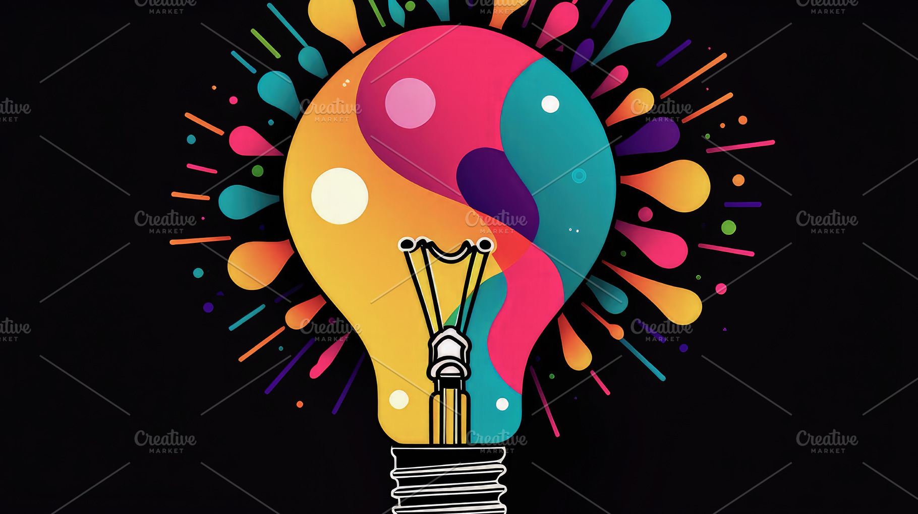 Creative light bulb with vibrant col, a Business Photo by Perpis