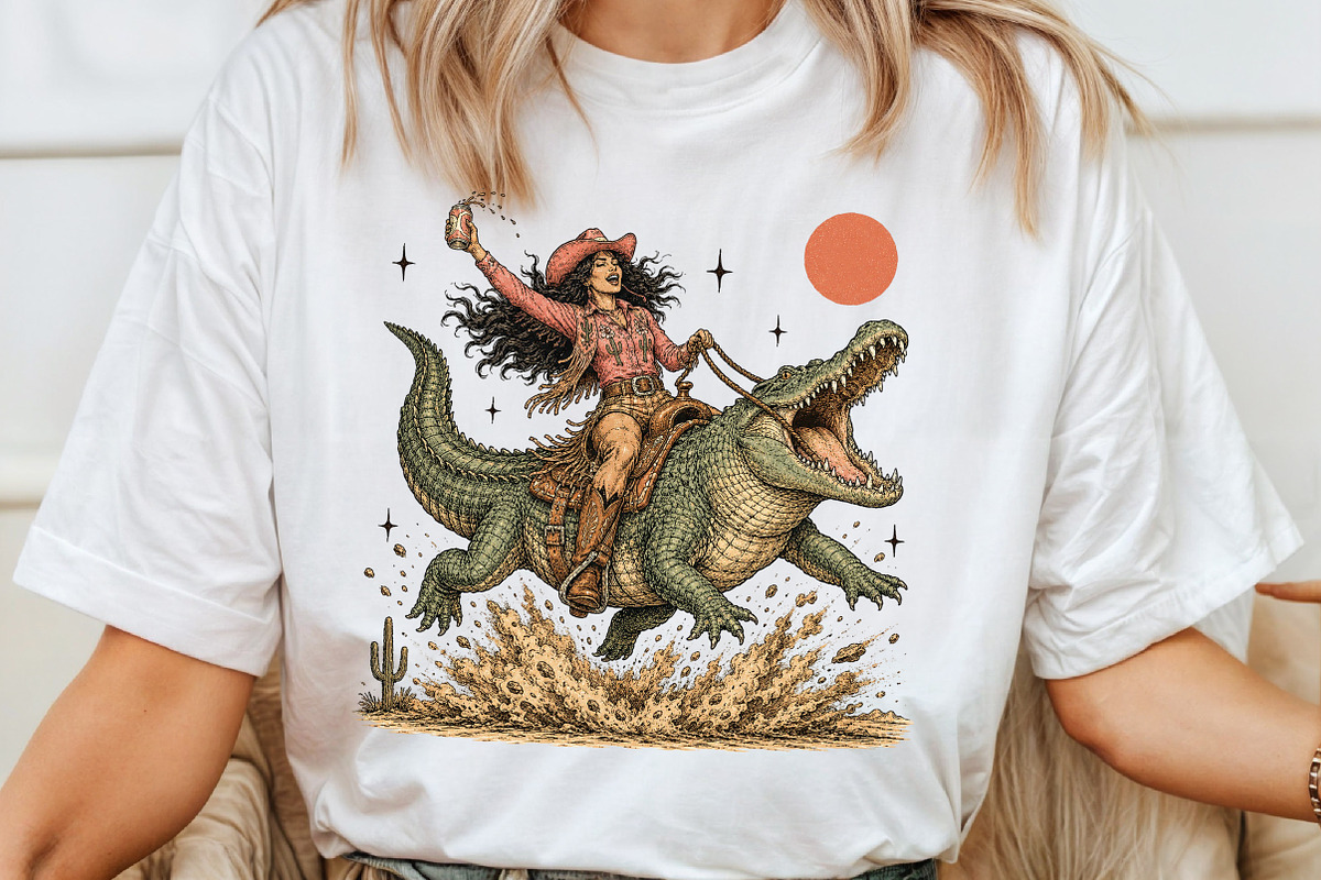 Cowgirl Crocodile Rider PNG, an Object Illustration by Sublimation Artist (Photo 4 of 9)