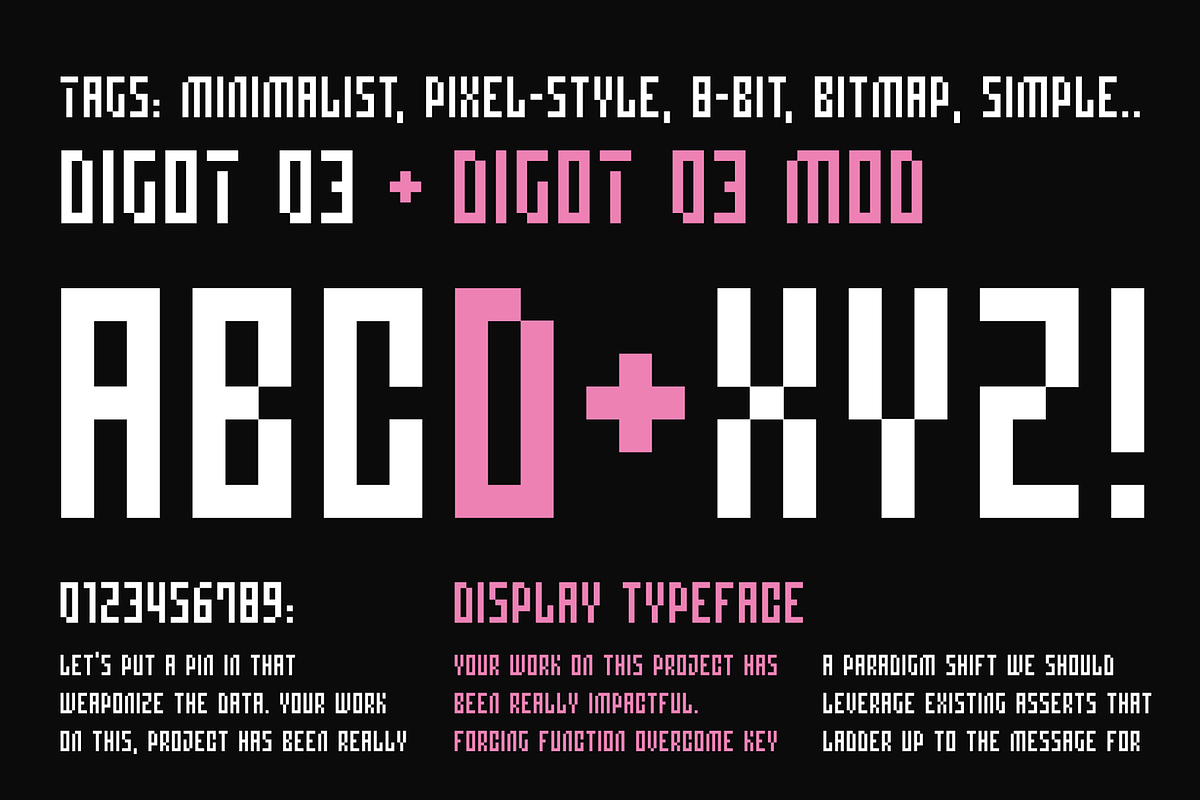 DIGOT 03 & DIGOT 03 MOD, a Sans Serif Font by Fontsphere (Photo 2 of 6)