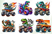 T-Rex Dinosaur Monster Truck Clipart, an Illustration by CreationArt (Thumbnail 3 of 5)