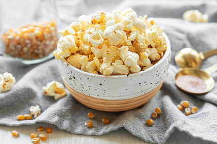 Tasty salted homemade popcorn, a Food & Drink Photo by Olena Rudo