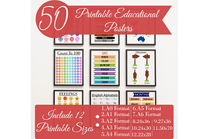 Kids Poster Bundle 50 Plus Printable, a Decorative Illustration by DigitalsDesigns