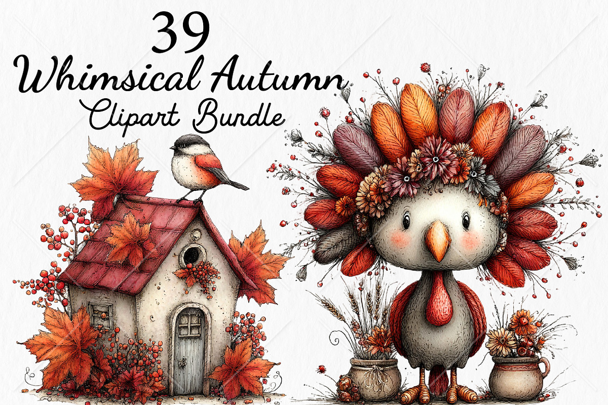 Whimsical Autumn Clipart Bundle, a Seasonal Illustration by Canvas Craft (Photo 1 of 10)