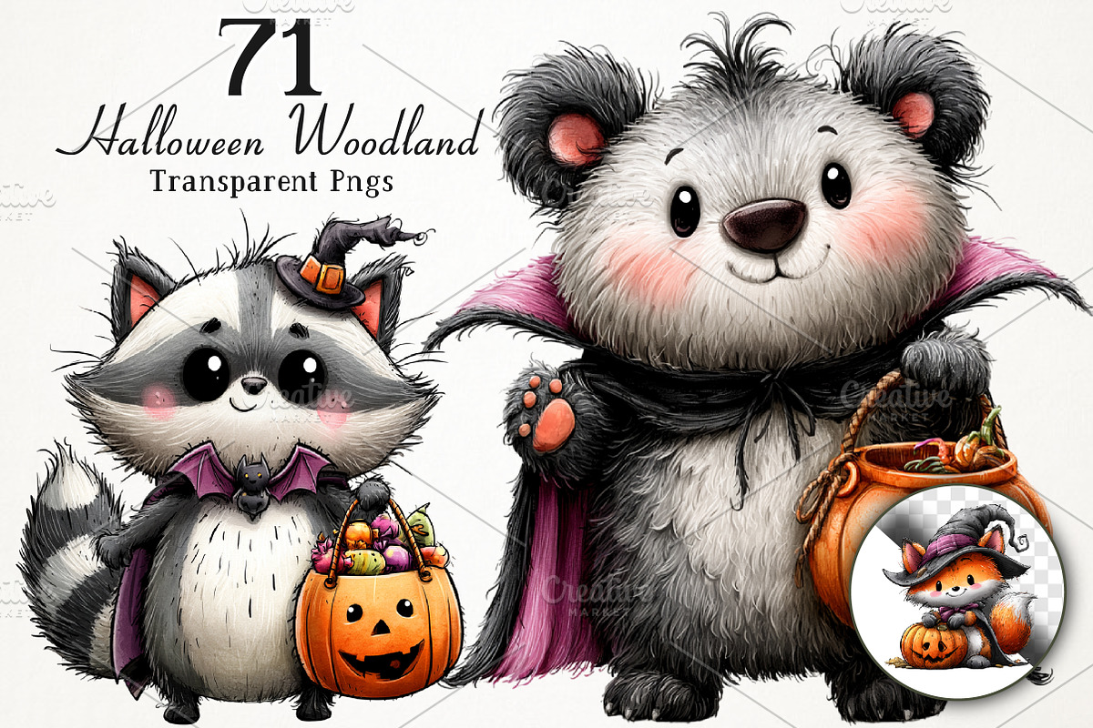 Cute Halloween Woodland PNG Clipart, a Seasonal Illustration by RobertsArt (Photo 1 of 5)