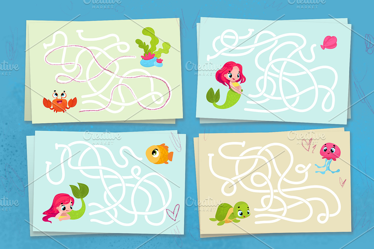 Educational games with mermaids, an Animal Illustration by tata_ota (Photo 2 of 4)