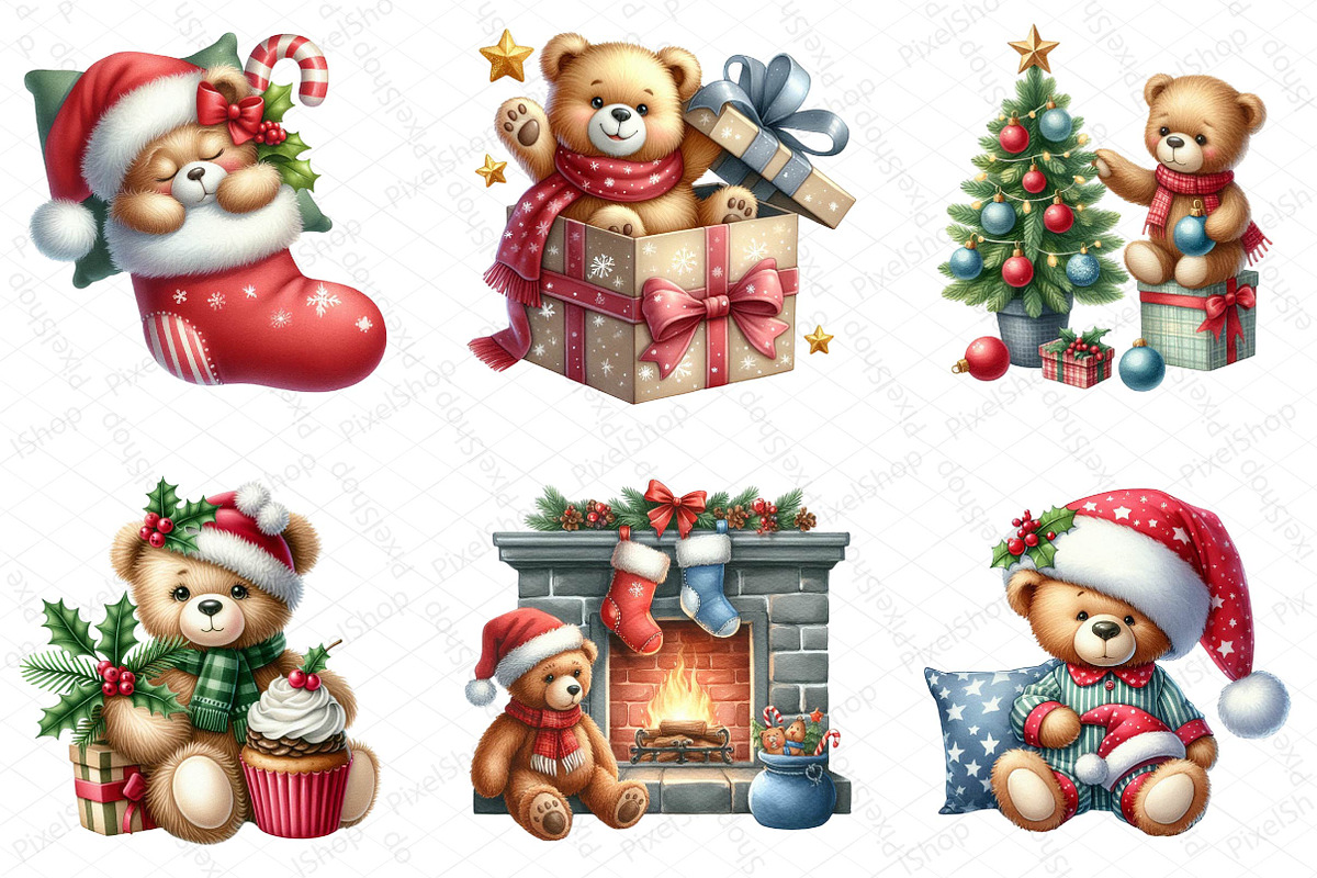 Christmas Teddy Bear Sublimation Bun, an Illustration by DreamPrint404 (Photo 2 of 5)