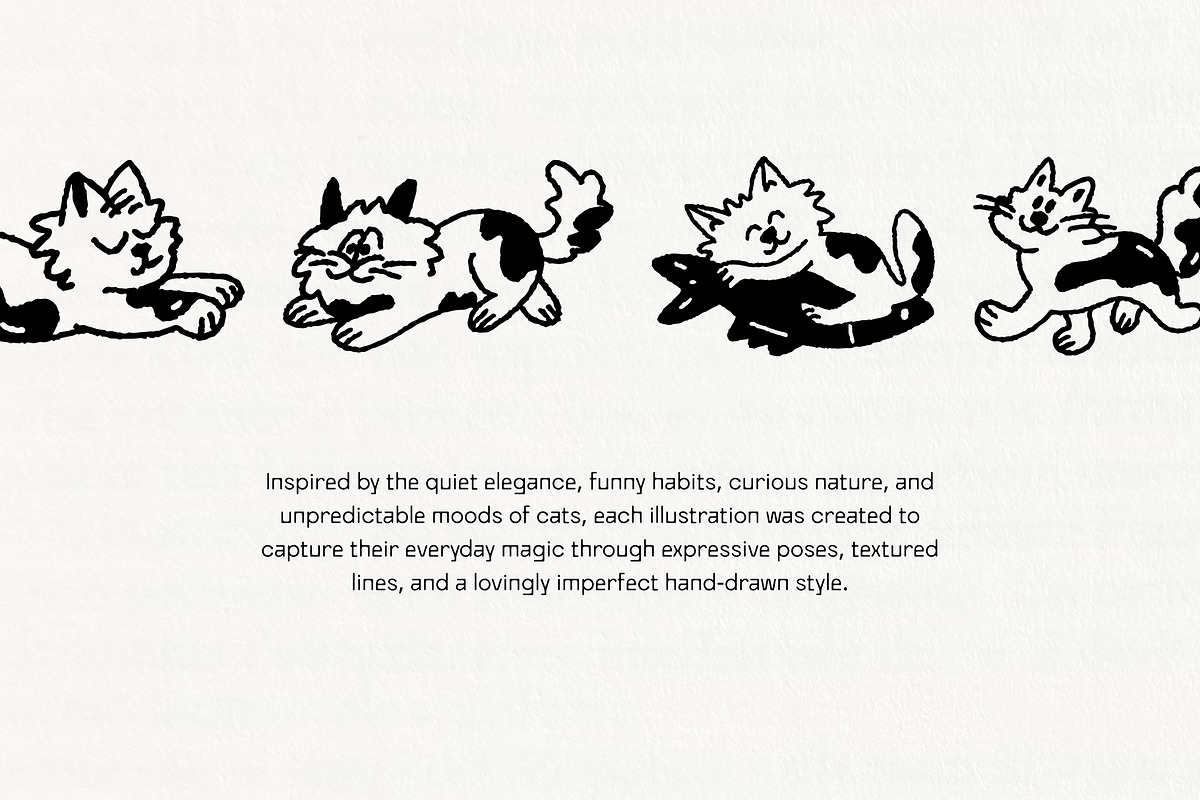 Cat Days: 100 Textured Kitties Pack, an Animal Illustration by Veyla (Photo 2 of 14)