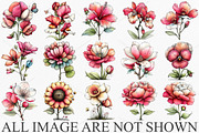 Whimsical Flowers Spring Clipart PNG, an Illustration by Canvas Craft (Thumbnail 3 of 7)