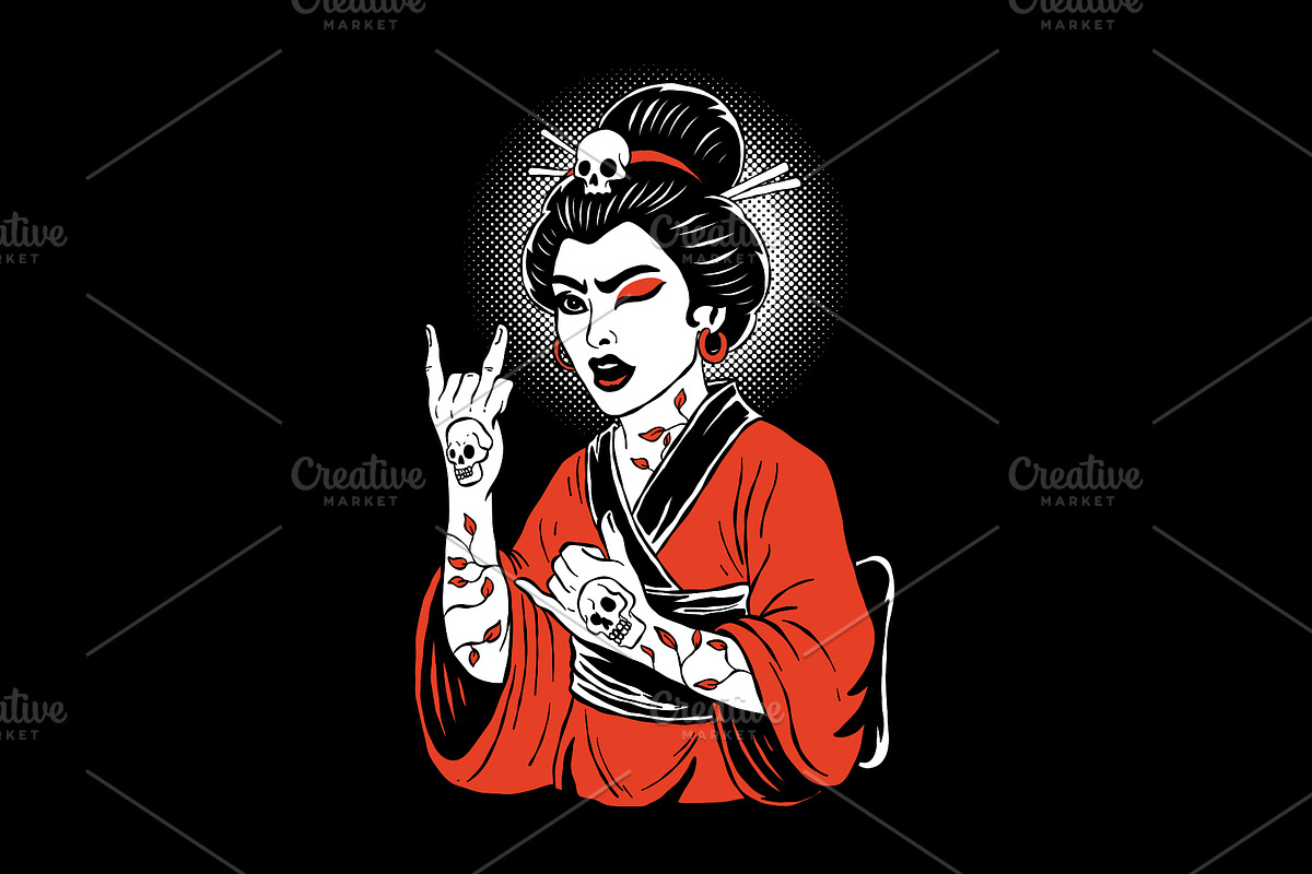 Rockin Geisha!, a Decorative Illustration by pedrors