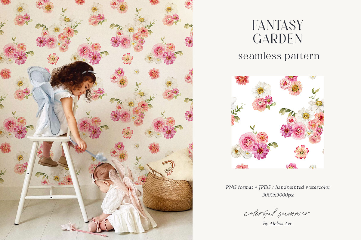 Fantasy Garden summer watercolor set, a Decorative Illustration by AleksaArt (Photo 6 of 20)