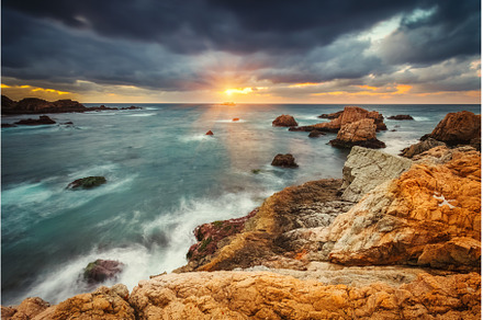 Big Sur rocks at sunset, a Nature Photo by sborisov