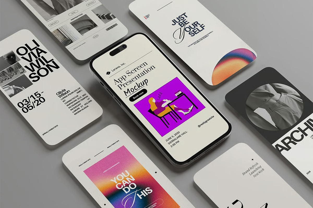 Phone Screen Presentation Mockup, a Device Mockup by zippypixelstudio (Photo 4 of 7)