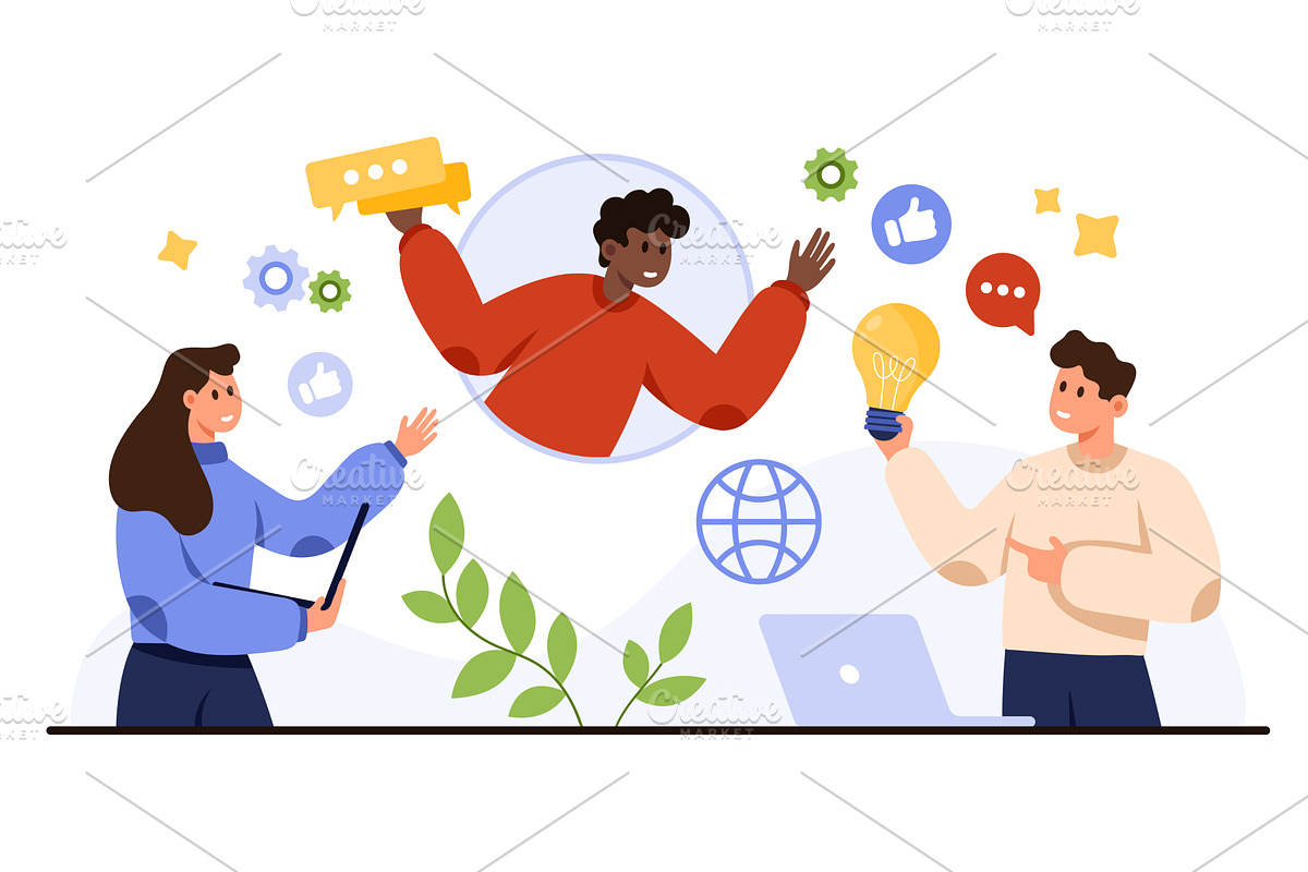 Online Workshop Teamwork and Virtual, a Person Illustration by Flashvector