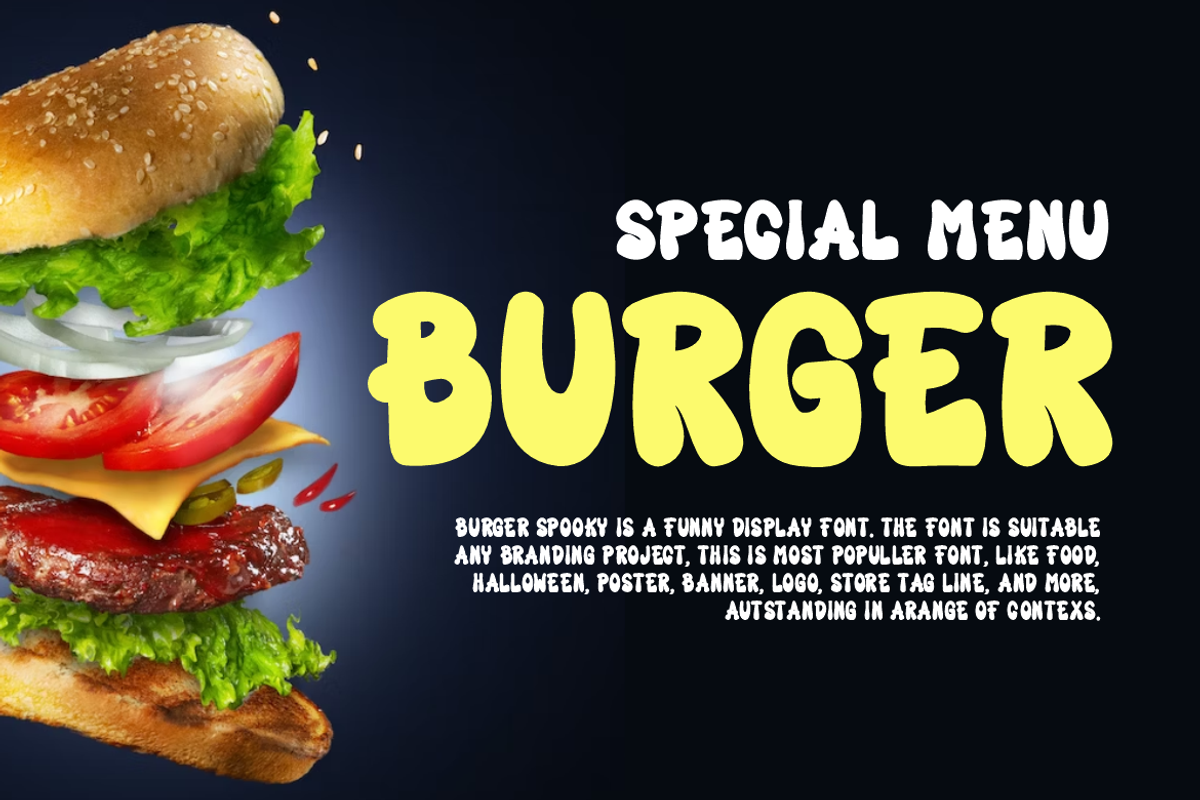 Burger Spooky - Food Font, a Handwritten Font by QR Design Studio (Photo 2 of 9)